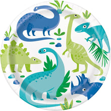 Blue & Green Dinosaur Round 9in Dinner Plates 8ct