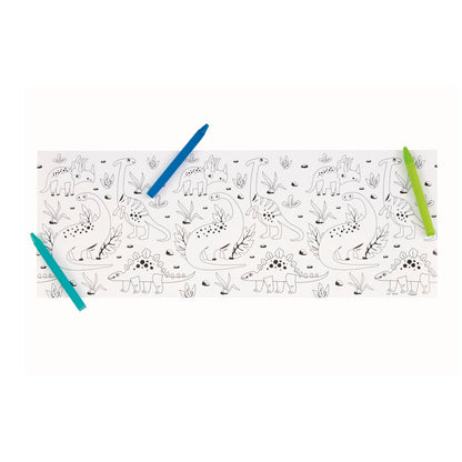 Blue & Green Dinosaur Coloring Rolls and Crayons 3ct