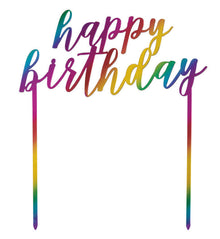Plastic Metallic Rainbow Happy Birthday Cake Topper