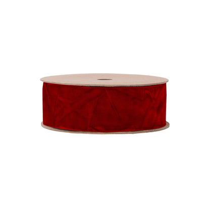 1" Crushed Velvet | Red | 10 Yard Roll