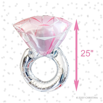 #606A Pink Engagement Ring Foil Balloon