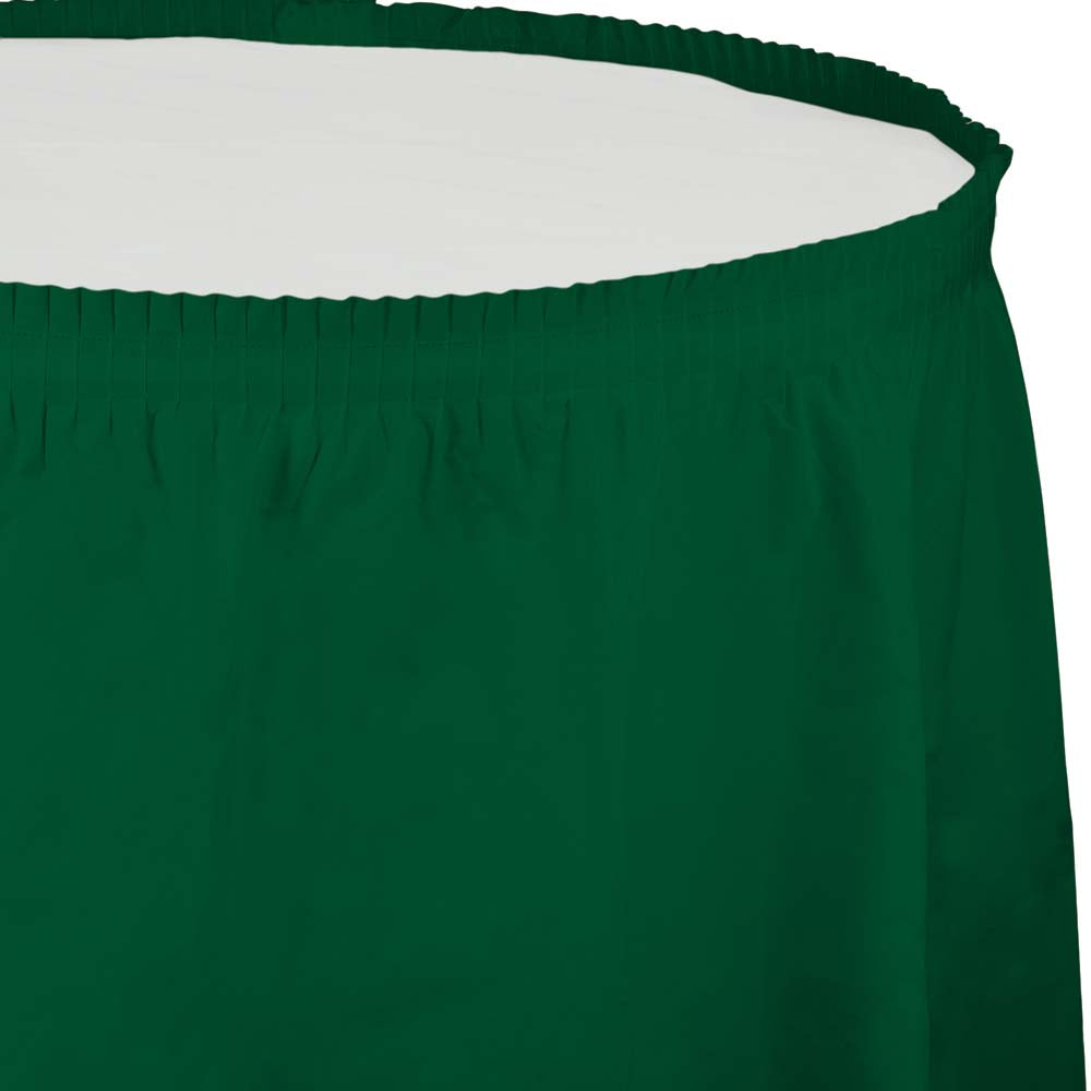 Hunter Green Plastic Table Skirt 14' x 29"