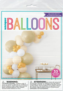 Assorted Gold & White Double Stuffed Latex Balloon Arch Kit 33pc