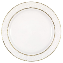White Plastic Plates with Hammered and Gold Foil Edge 8ct