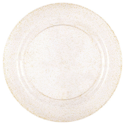 Gold Glitter Plastic Round Plates 8ct