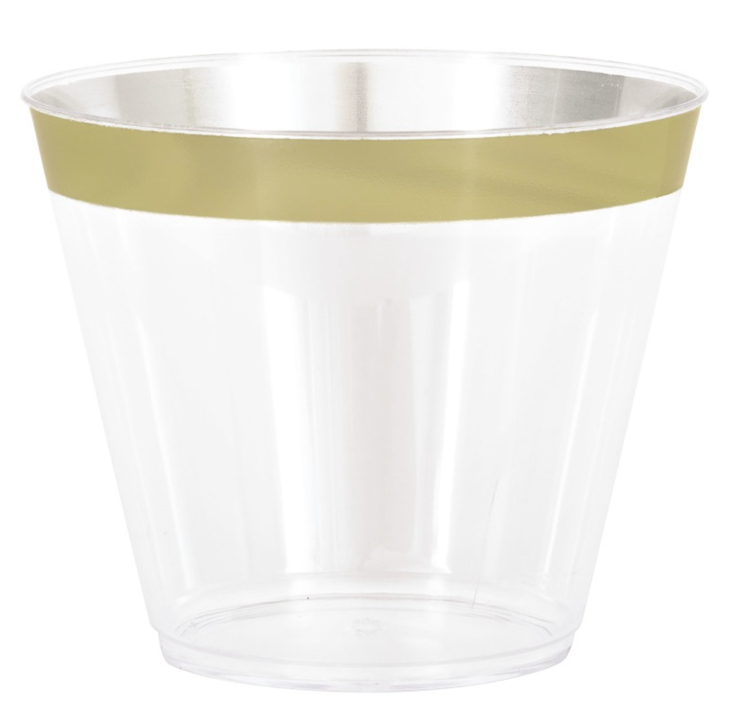 Clear Reusable 9oz Plastic Tumbler with Gold Rim 8ct