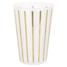 Gold Striped Frosted 16oz Reusable Plastic Cup 8ct - Foil Stamping