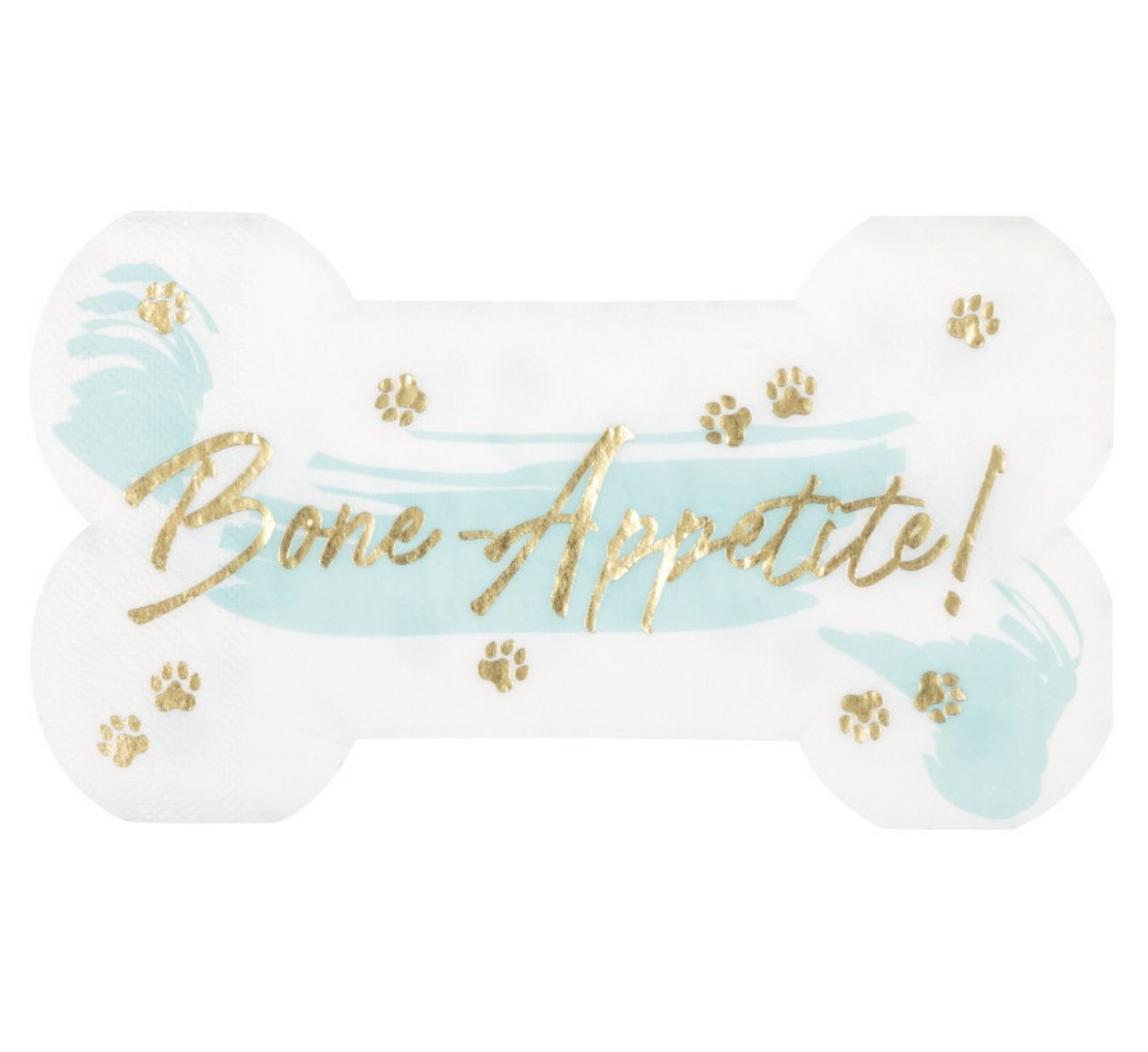 Pawty Time Birthday Bone Appetite Bone Shaped Guest Napkins 16ct - Foil Stamping