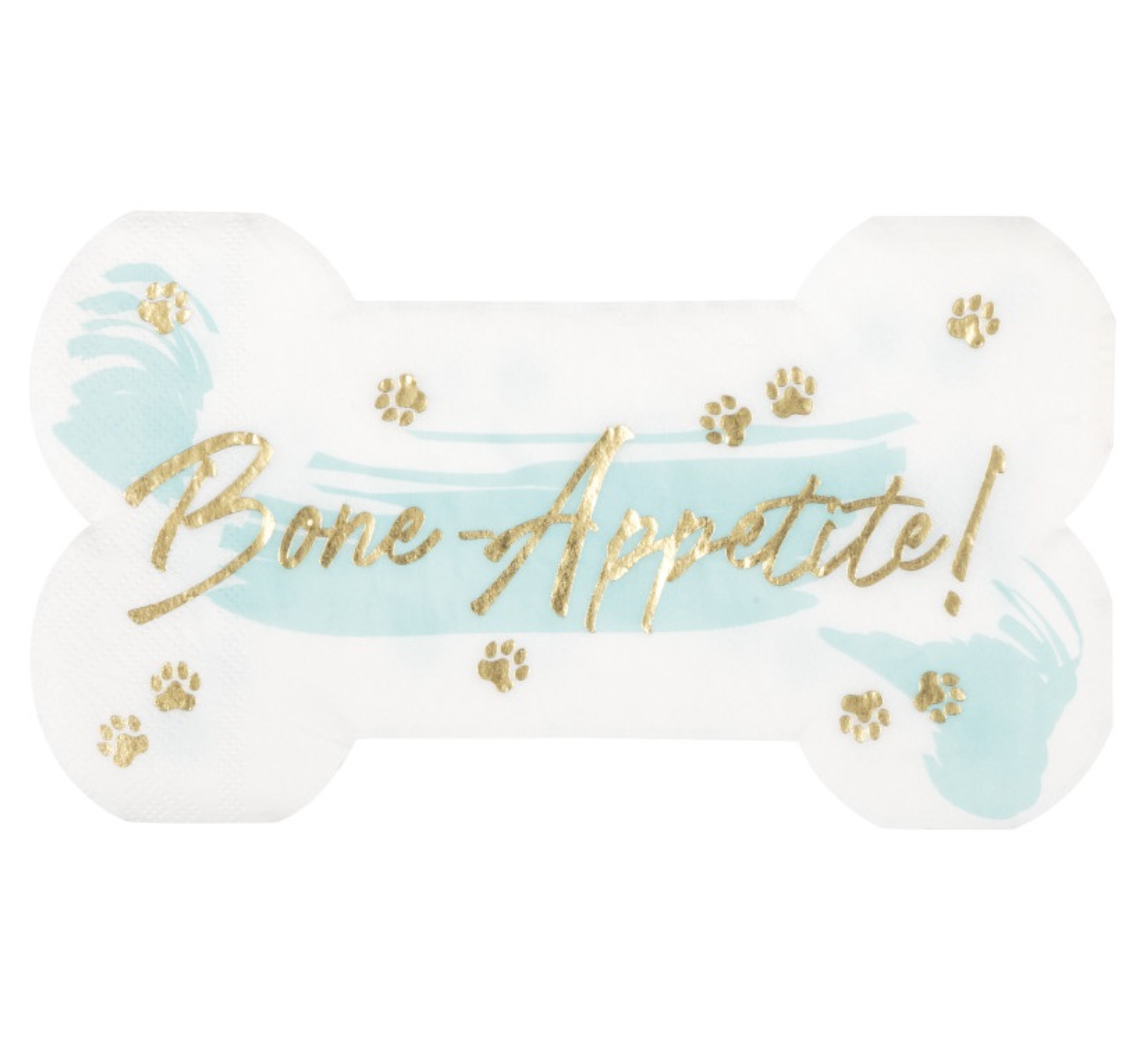 Pawty Time Birthday Bone Appetite Bone Shaped Guest Napkins 16ct - Foil Stamping