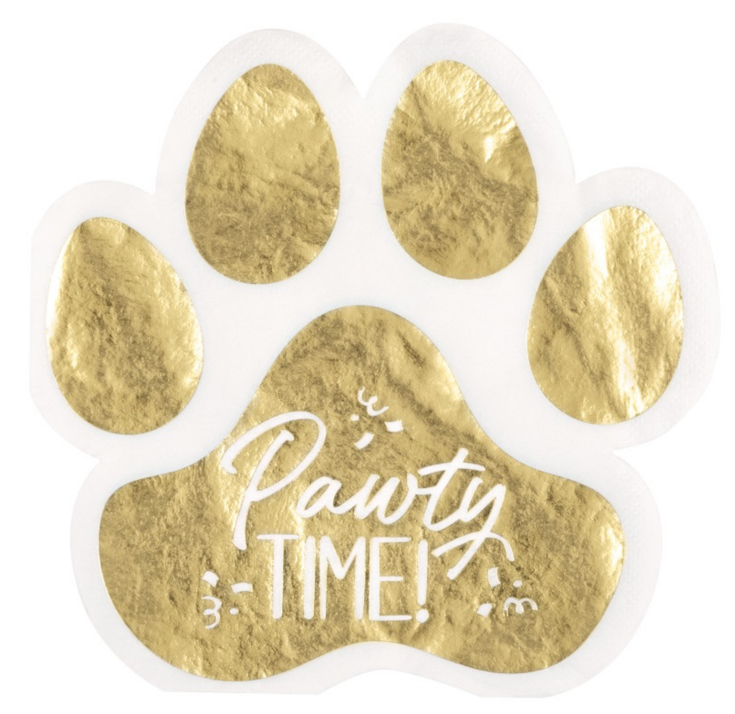 Pawty Time Birthday Paw Shaped Beverage Napkins 16ct - Foil Stamping
