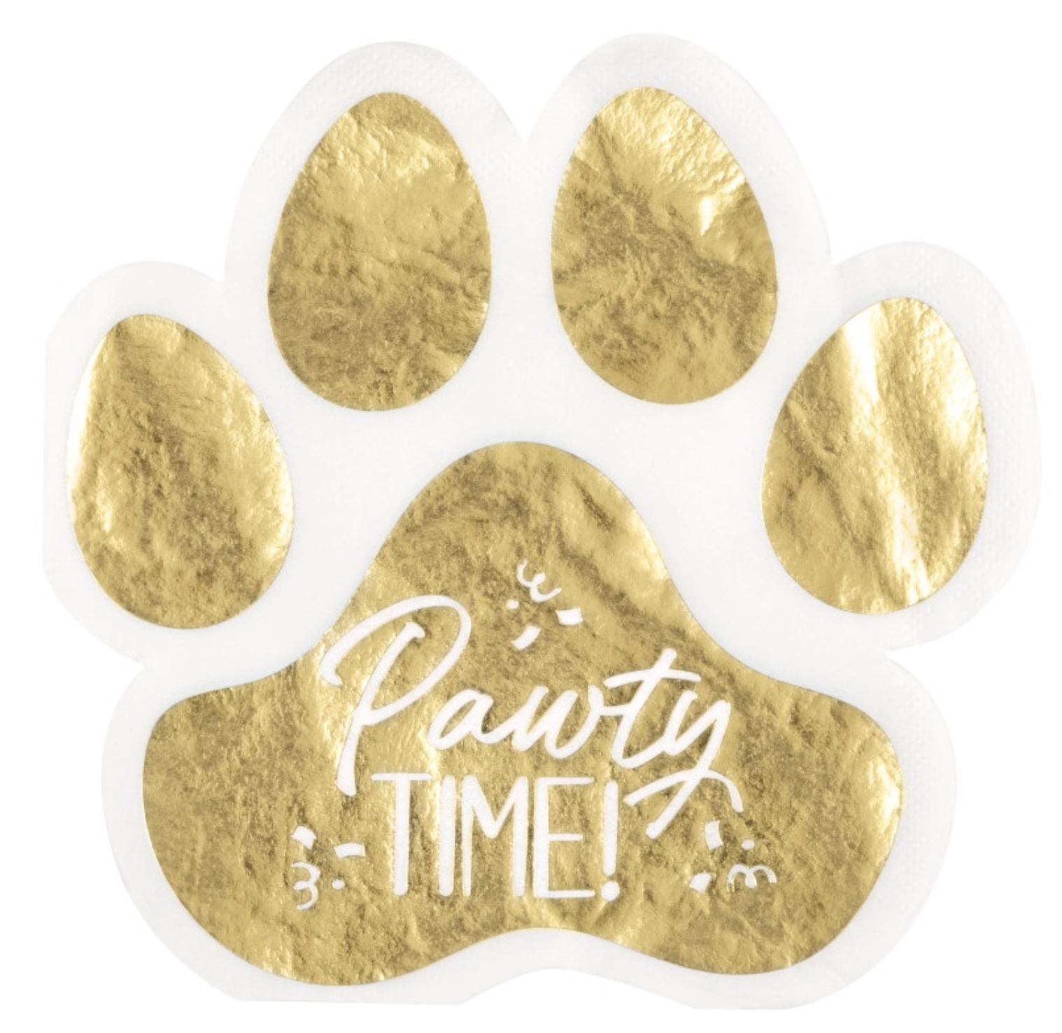 Pawty Time Birthday Paw Shaped Beverage Napkins 16ct - Foil Stamping