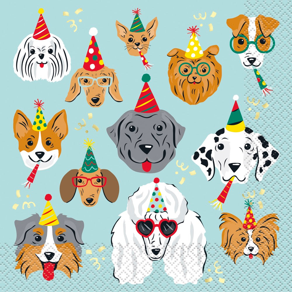 Pawty Time Birthday Luncheon Napkins 16ct - Foil Stamping