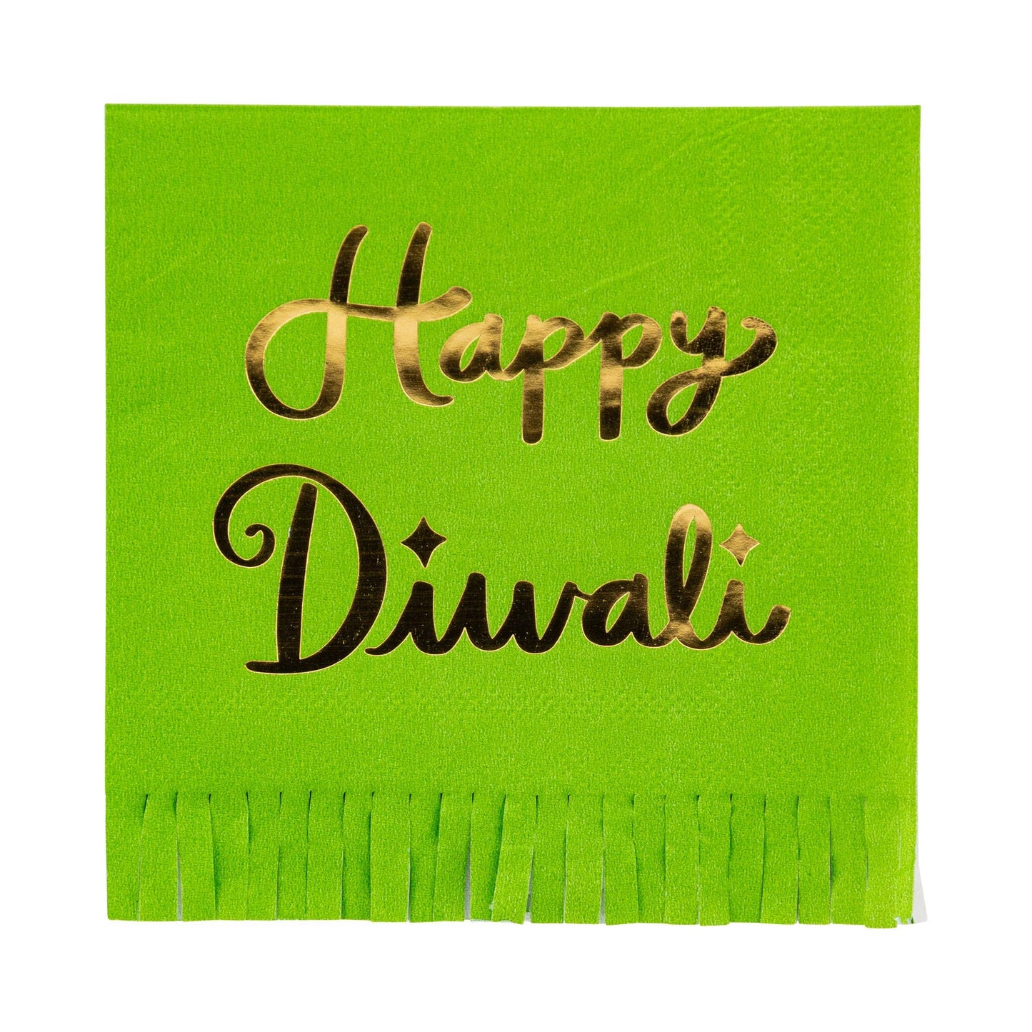 Foiled Happy Diwali Fringed Cocktail Napkins 18ct