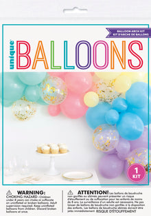 Pastel Assorted Foil Confetti & Latex Balloon Arch Kit 40pc