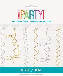 Silver & Gold Pipe Cleaner Balloon Tails 6ct