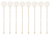 Plastic Gold Glitter Drink Stirrers 8ct