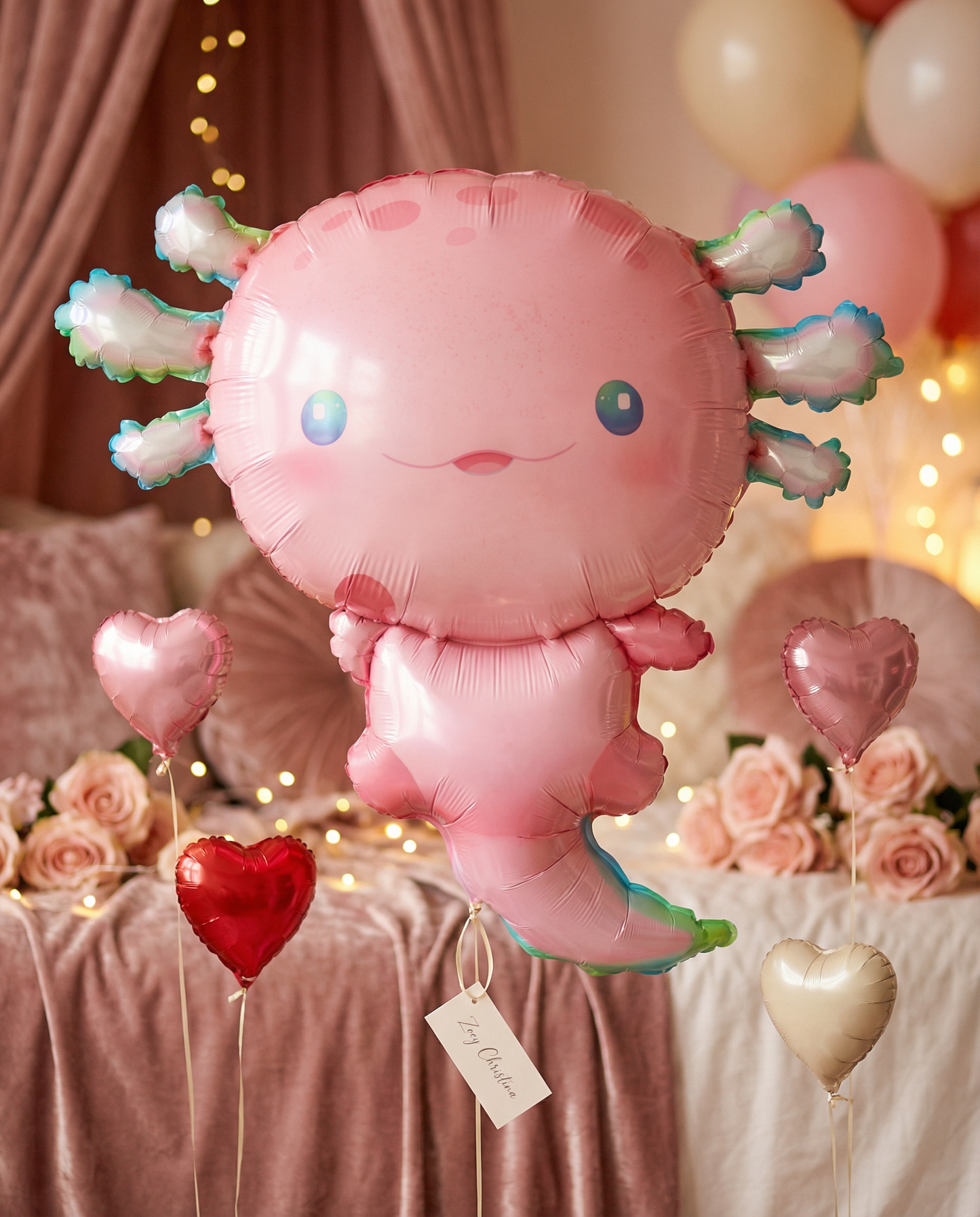#403A Pink Axolotl Foil Balloon