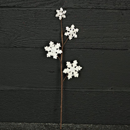15in Glitter Wood Snowflake Pick