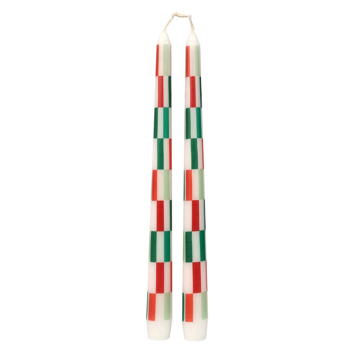 Red & Green Check Dinner Candles 2ct