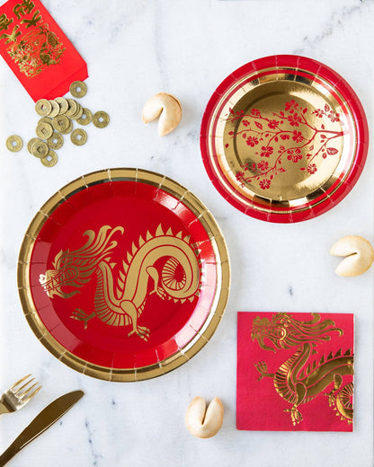 Chinese New Year 7" Floral Plates 12ct