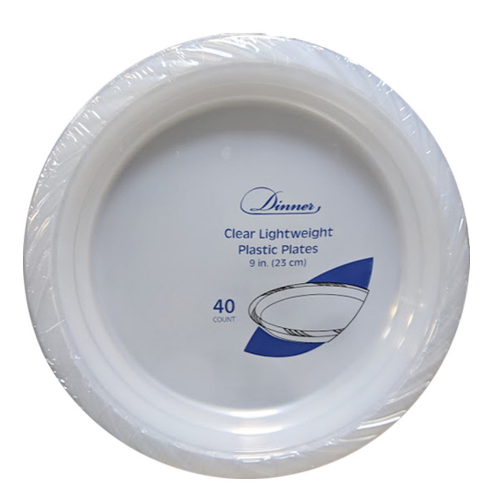 Clear 9in Plastic Plates 40ct
