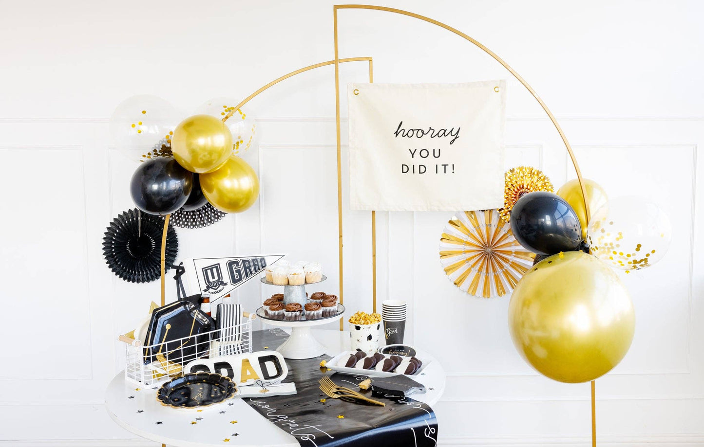 Gold and White Party Fan Set