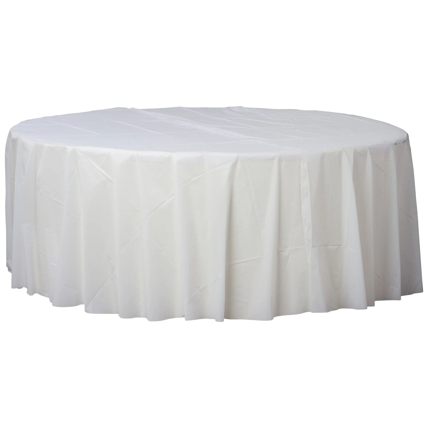 White Plastic Round Table Cover 84"