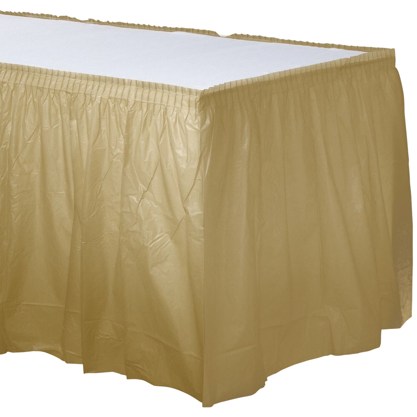 Gold Plastic Table Skirt 29" x 21 ft.