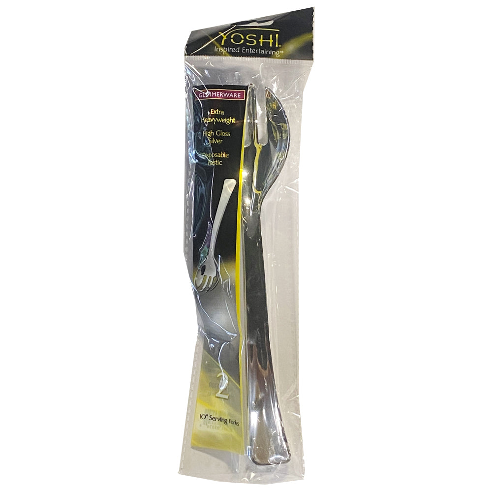 10in Silver Plastic Serving Forks 2ct