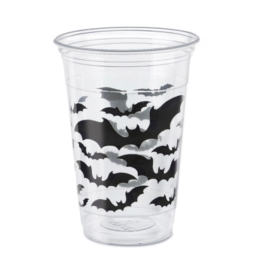 Black Bats Halloween 16oz Plastic Party Cups 8ct