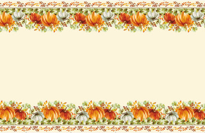 Watercolor Fall Pumpkins Rectangular Plastic Table Cover 54 x 84