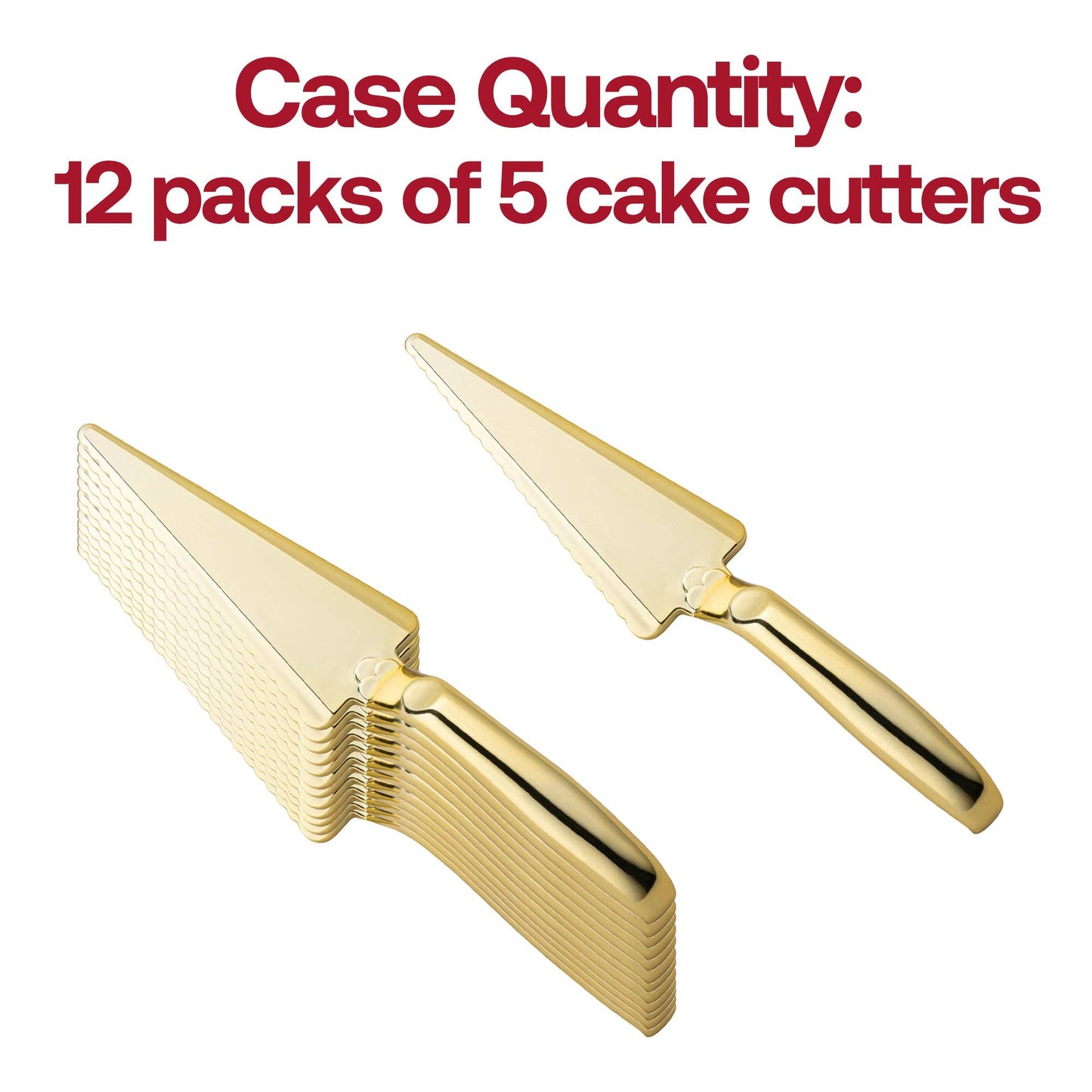 Shiny Gold Disposable Plastic Cake Cutters/Lifters - 5 pcs