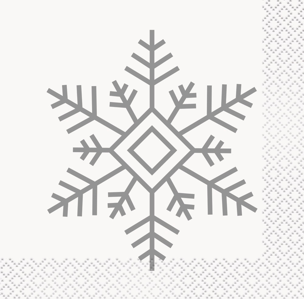 Silver & Gold Holiday Snowflakes Beverage Napkins 16ct