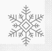 Silver & Gold Holiday Snowflakes Beverage Napkins 16ct