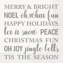 Silver & Gold Holiday Snowflakes Merry and Bright Lunch Napkins 16ct
