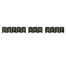 Foil Gold & Black Happy New Year Pennant Banner 7 ft