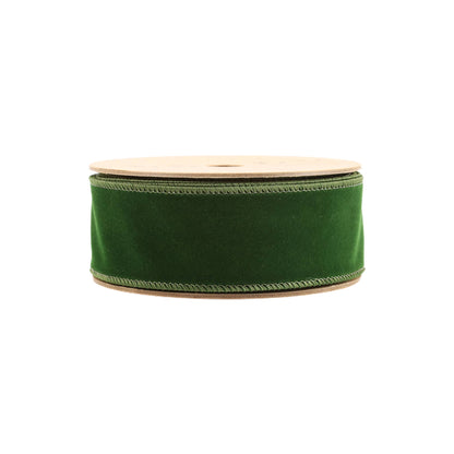 1 1/2" Wired Velvet | Spruce | 10 Yard Roll