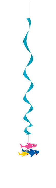 Baby Shark Hanging Swirl Decorations 26in 3ct