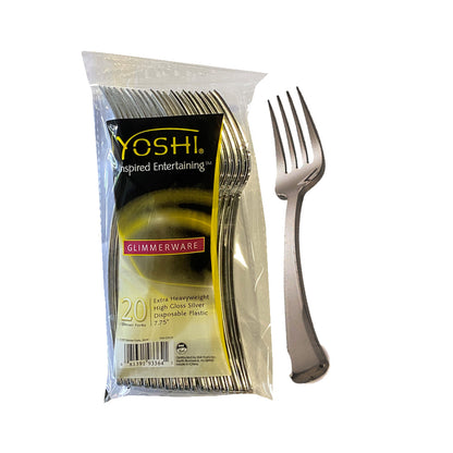Glimmerware Silver Heavy Duty Plastic Cutlery 20ct