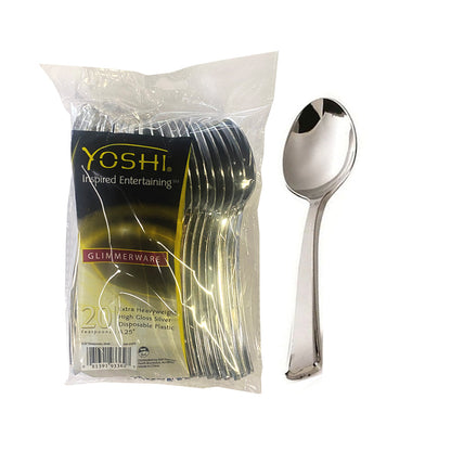 Glimmerware Silver Heavy Duty Plastic Cutlery 20ct