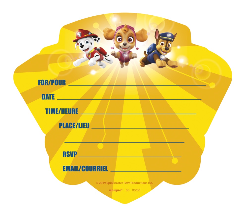 Paw Patrol Large Invitations 8ct
