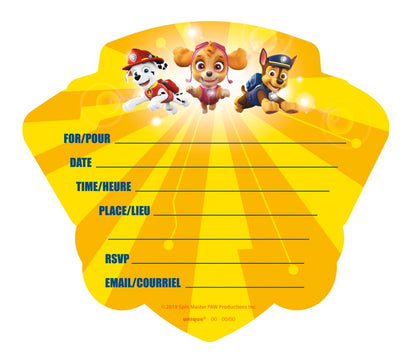 Paw Patrol Large Invitations 8ct
