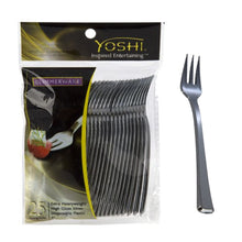 Mini 4in Metallic Silver Tasting Forks 25ct