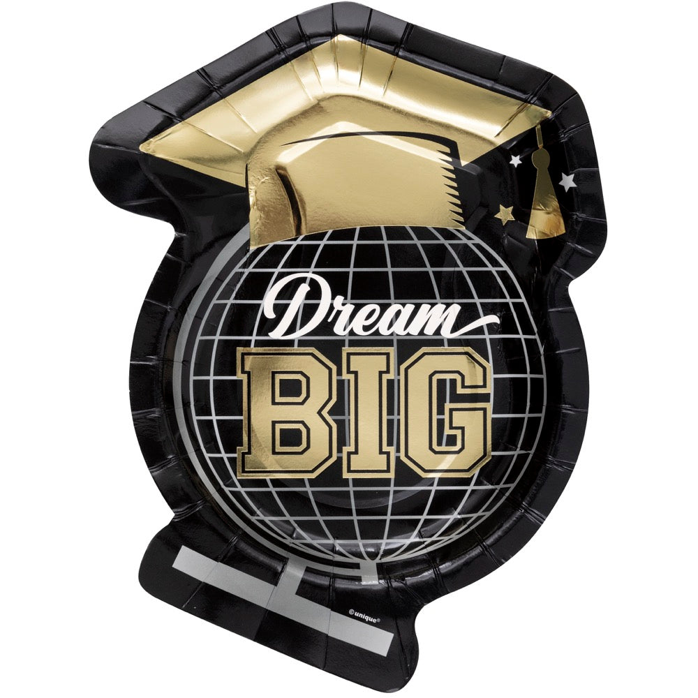 Starry Graduation 8.5inx9in Shaped Plates 8ct - Foil Stamping