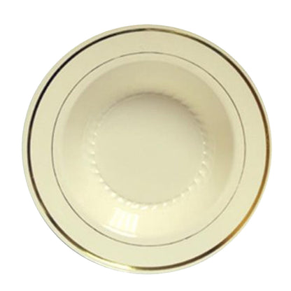 Regal Ivory Premium Plastic Plates with Gold Trim