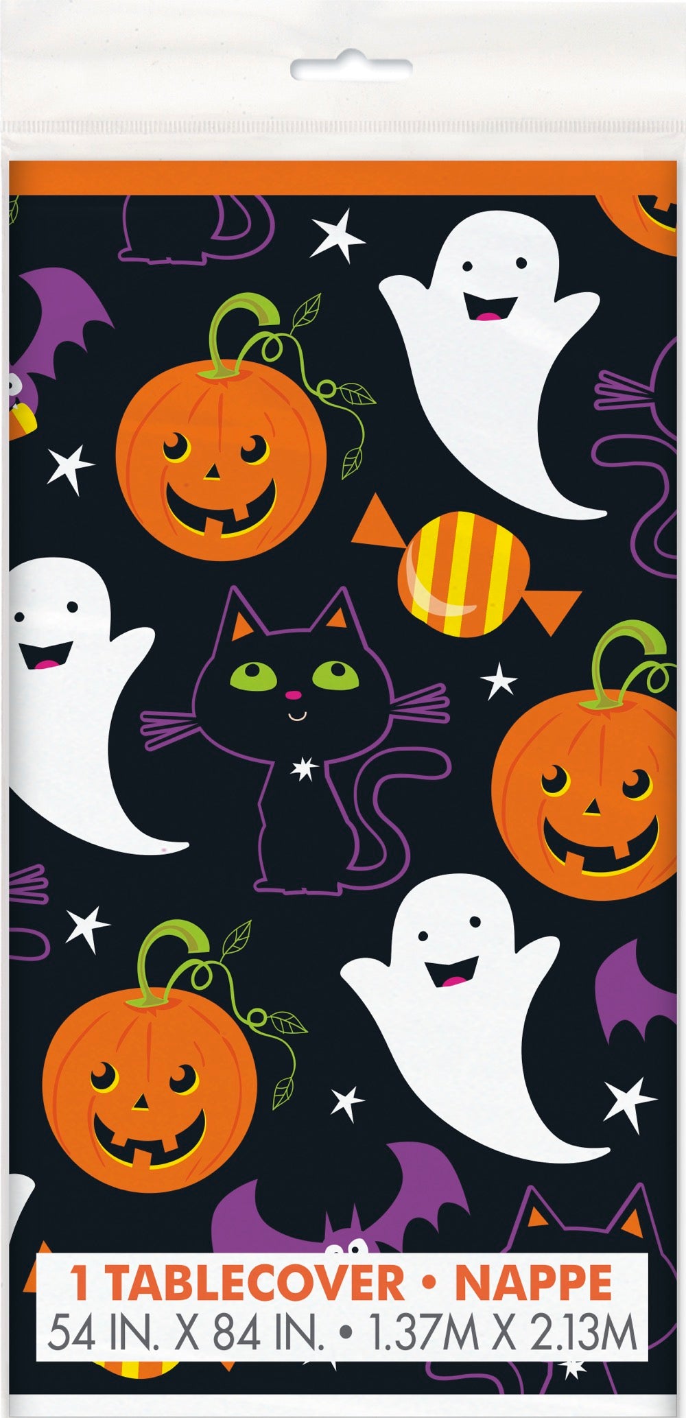Cat & Pumpkin Rectangular Plastic Table Cover 54 x 84