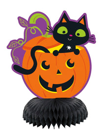 Cat & Pumpkin Mini Honeycomb Decorations 6in 3ct