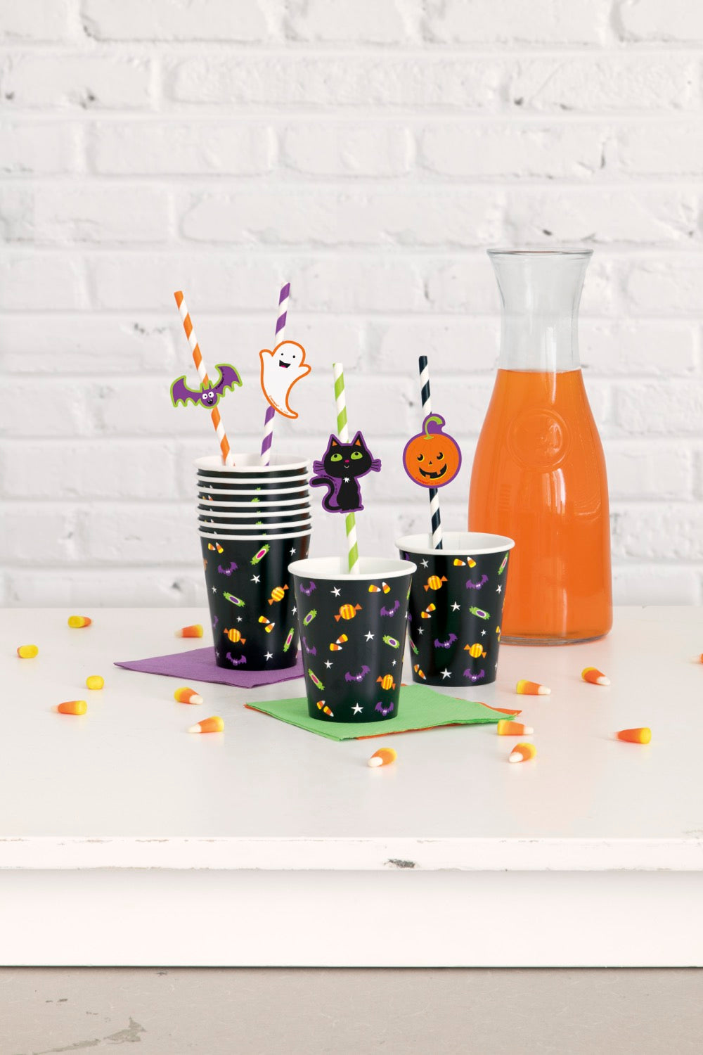Halloween Decal Striped Paper Straws 8ct