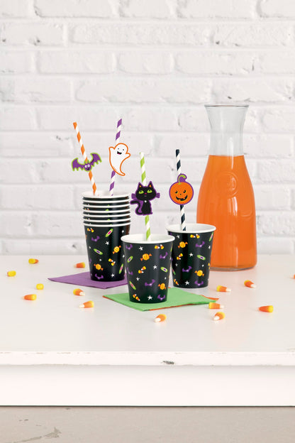 Halloween Decal Striped Paper Straws 8ct
