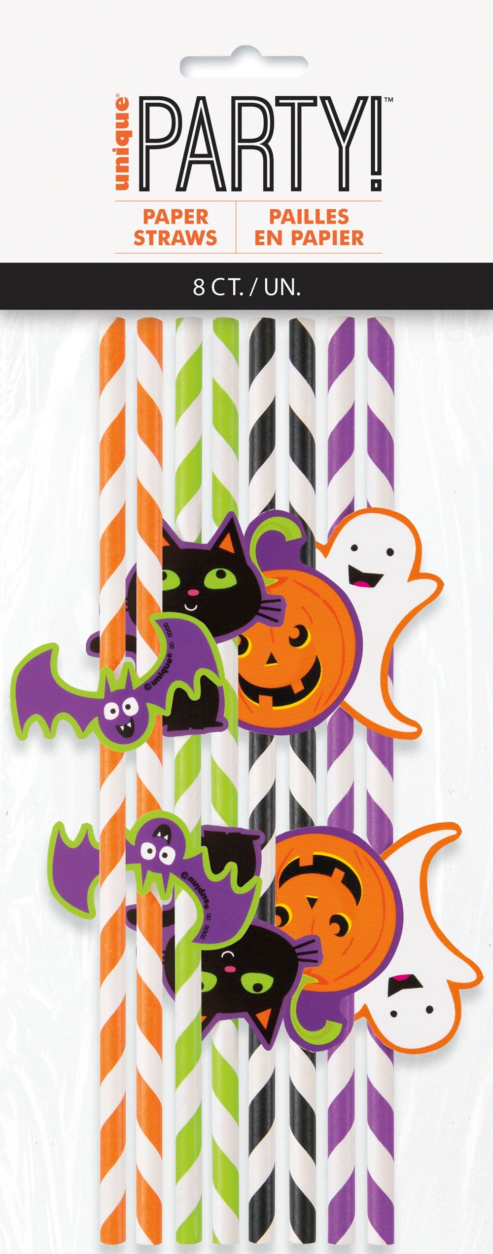 Halloween Decal Striped Paper Straws 8ct